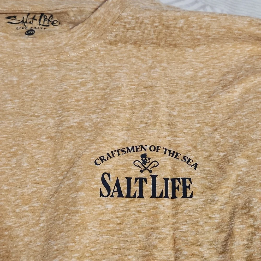 NWT Salt Life Men’s Heritage Logo Long Sleeve Tee - Gold Heather - Large - Picture 6 of 8